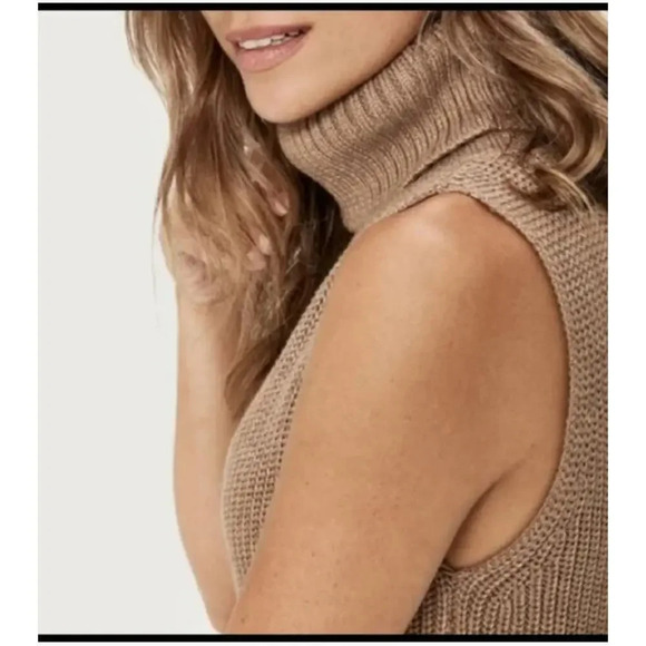 Lole‎ Tan Sleeveless Turtleneck Chunky Knit Sweater Dress Size Large - Picture 2 of 3